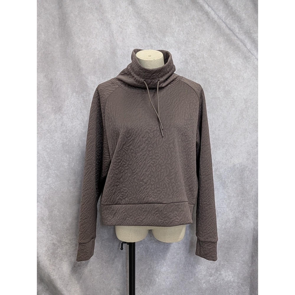Juicy Couture Sport Womens Large Brown Textured Funnel Sweatshirt Pullover -C149